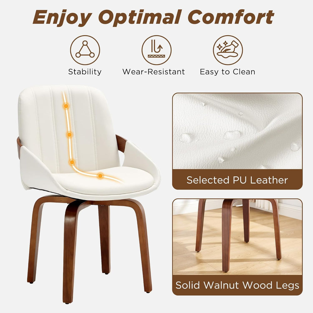 Swivel Dining Chairs, Mid Century Modern Faux Leather Dining Room Chairs with...