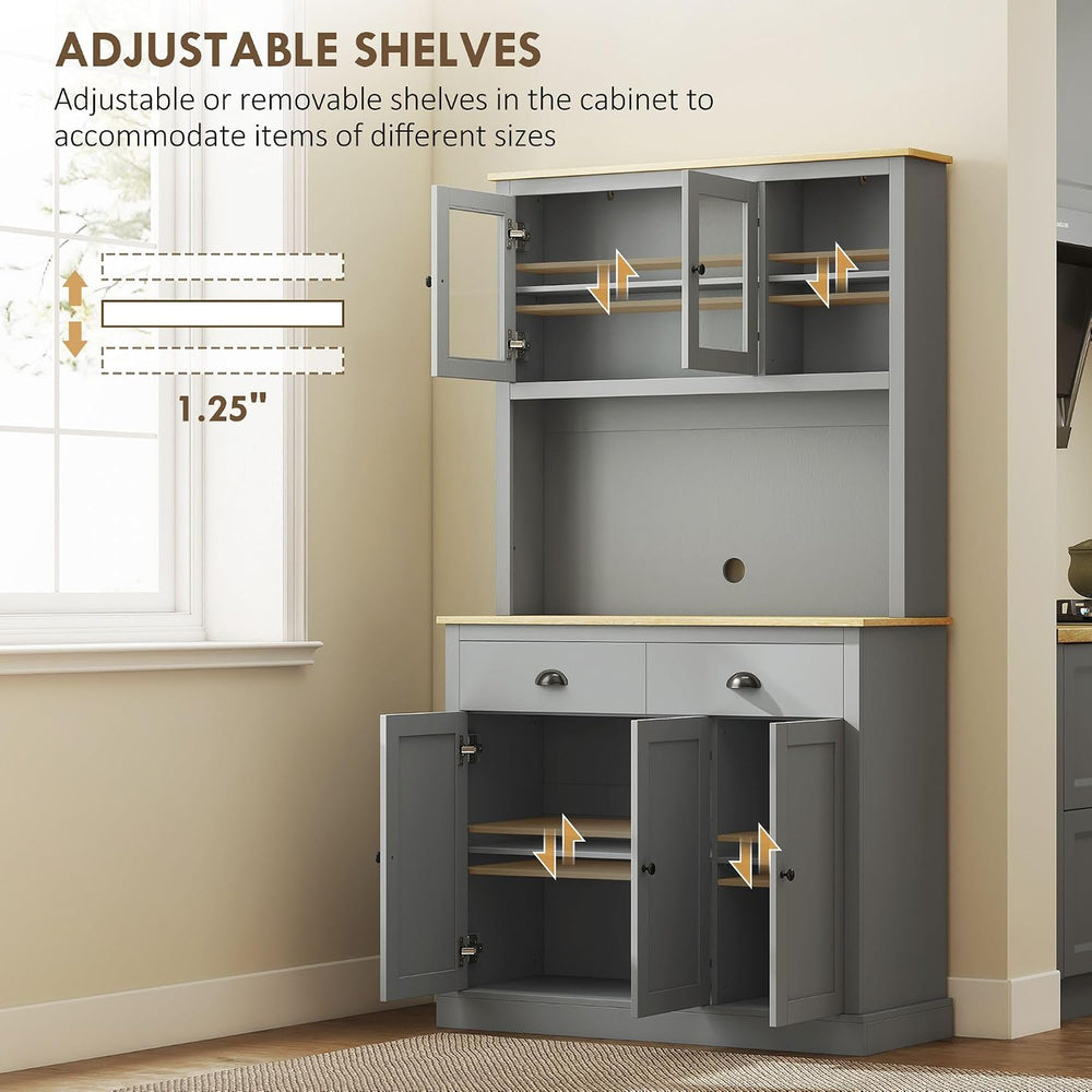 Pantry Cabinet 71-inch freestanding, Four Adjustable Shelves at Three Positio...