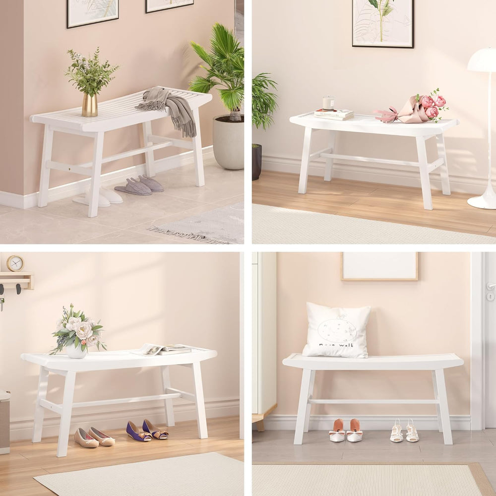 Bamboo Dining Bench Indoor Long Bench Sturdy & Comfortable Indoor Storage...