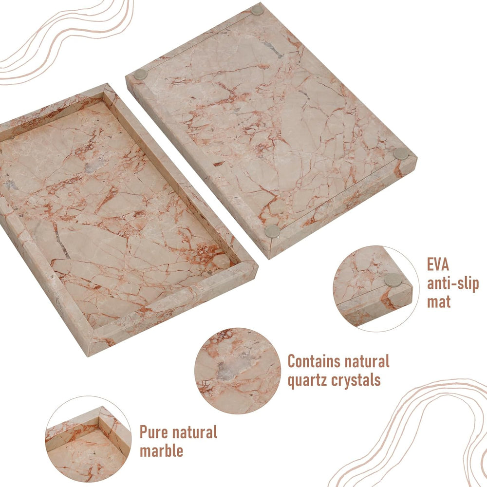 Marble Bathroom Tray,Pure Natural Vanity Tray,Marble Trays for Kitchen Counte...