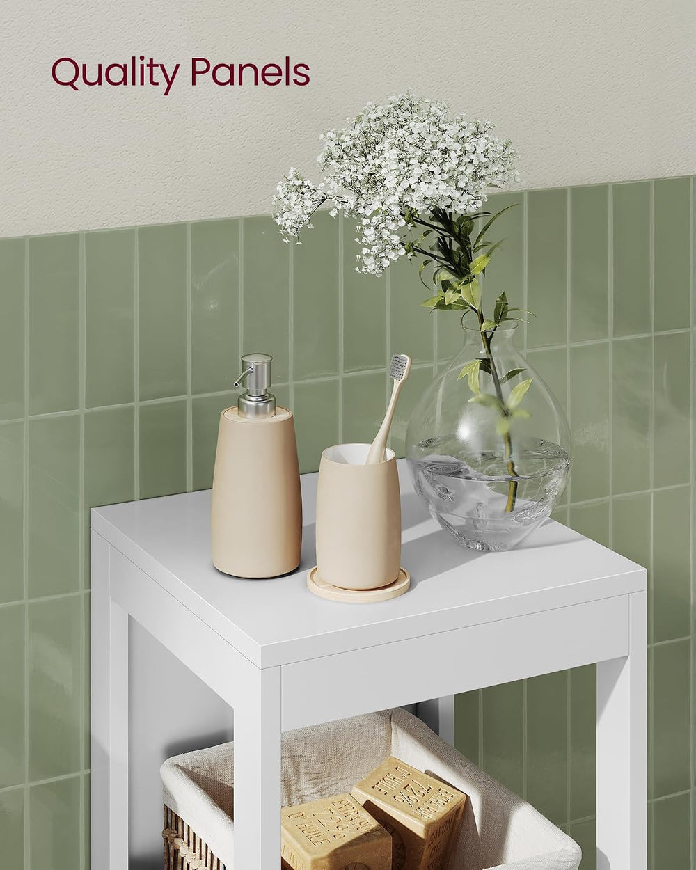 VASAGLE Storage Cabinet, Storage Organizer Rack Stand for Bathroom, Living Ro...