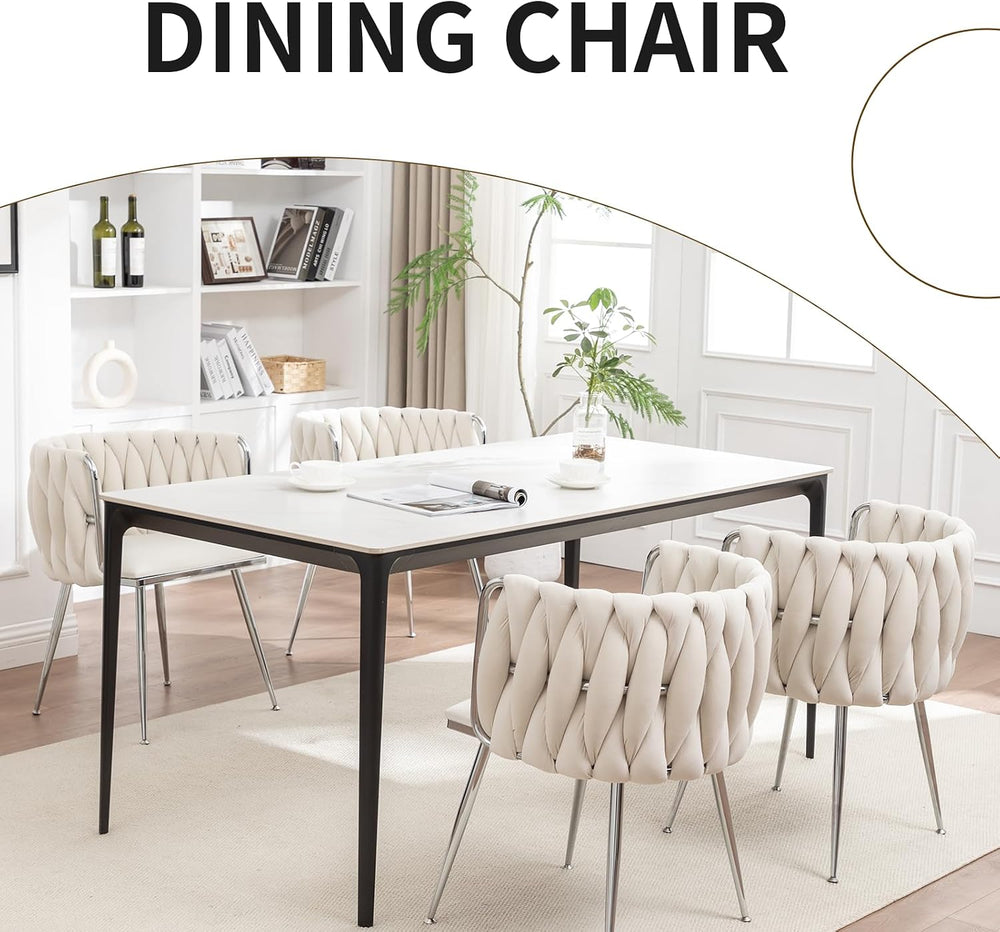 Velvet Dining Chairs Set of 4, Upholstered Dining Room Chairs with Metal Legs...