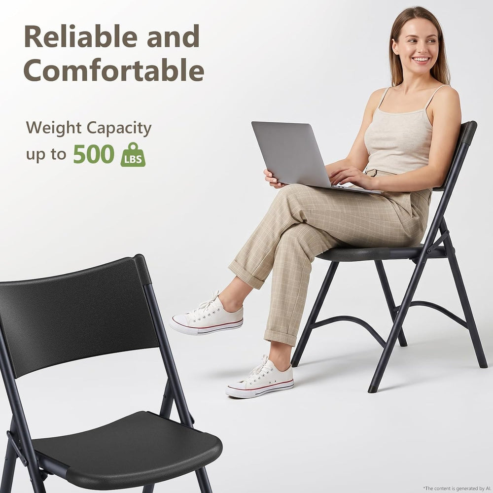 Folding Table and Chairs Set for 4, 4FT Adjustable Height Plastic Folding Tab...