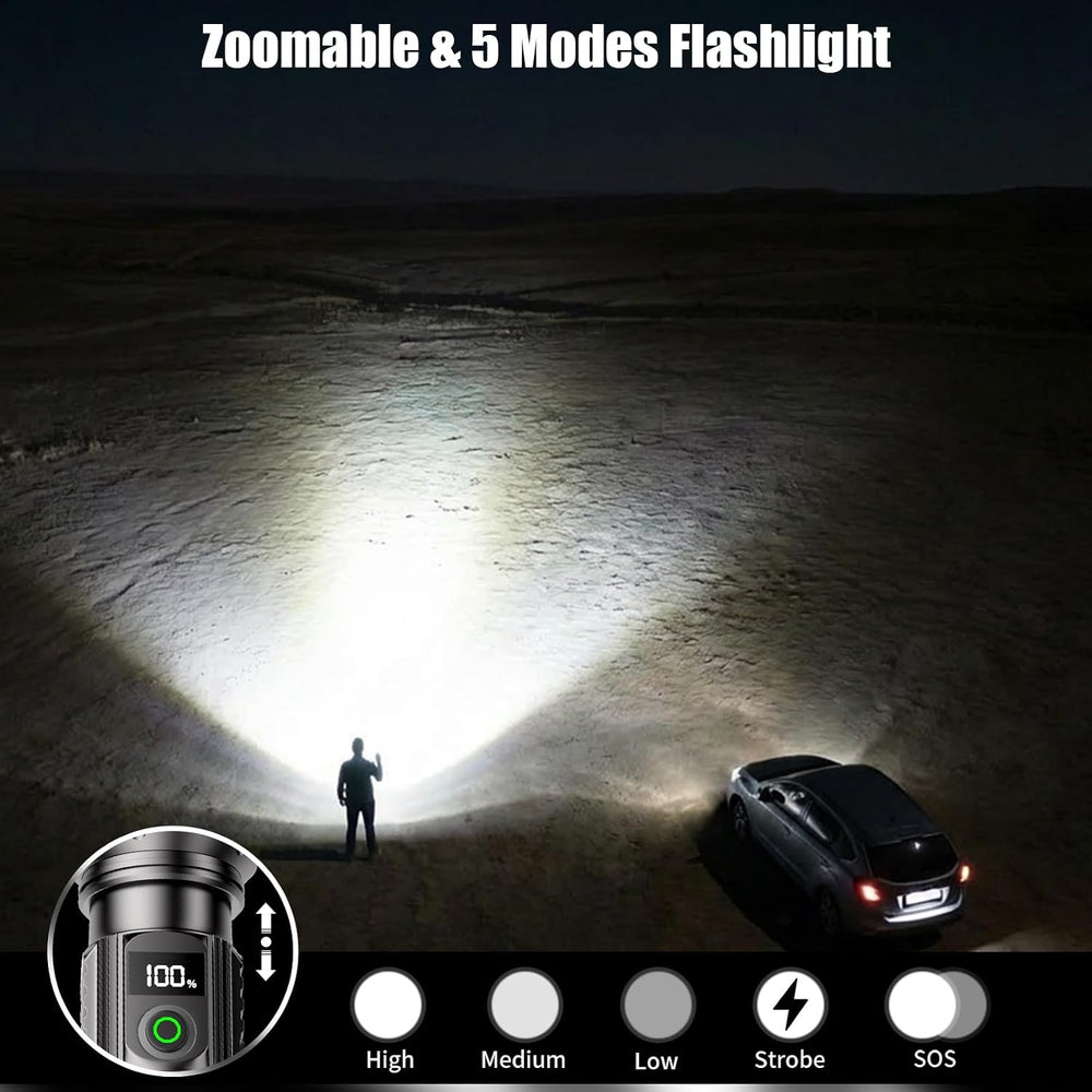 SKYFIRE Tactical Flashlight Rechargeable with Fire Starter, 2800 Lumens Super...