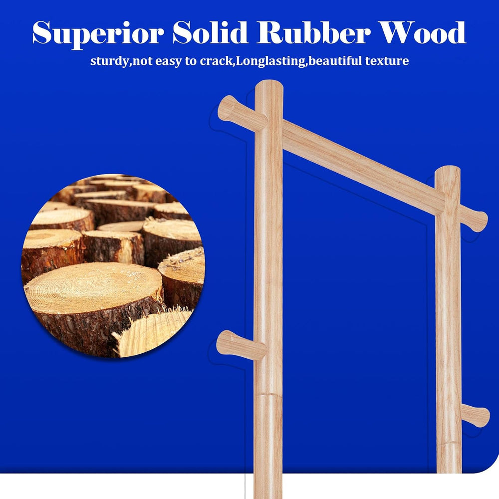 Wooden Coat Rack Freestanding,Hall Tree with Sturdy Base,Clothing Rack for Ha...