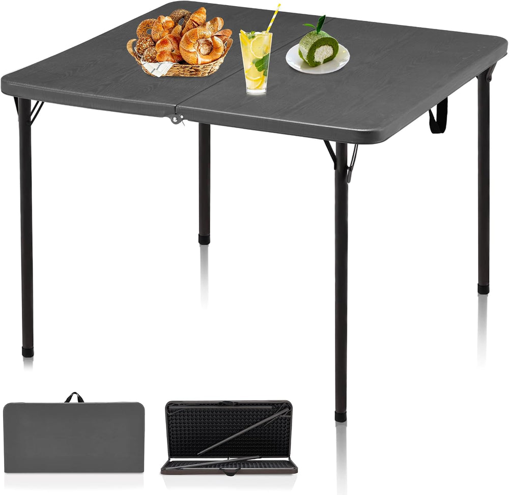 Kasunpul 34" Folding Table, Portable Square Folding Card Table with Coll...