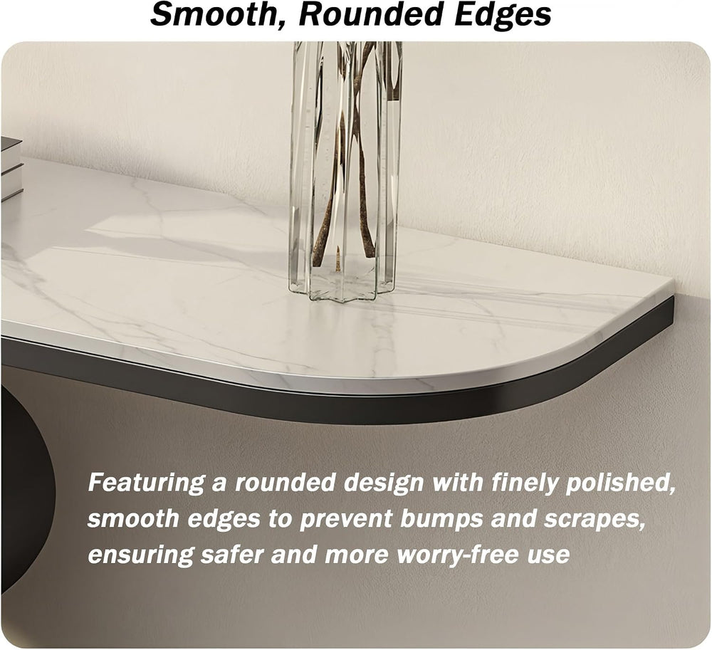 Modern Console Table with Sintered Stone Top | Narrow Console Table with Meta...