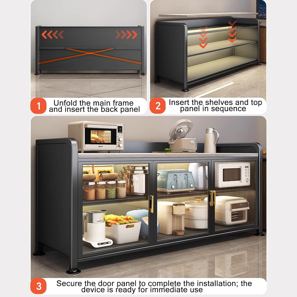 JKGHK Kitchen Storage Cabinet, Food Prep Baker's Rack Table with Flip Doo...