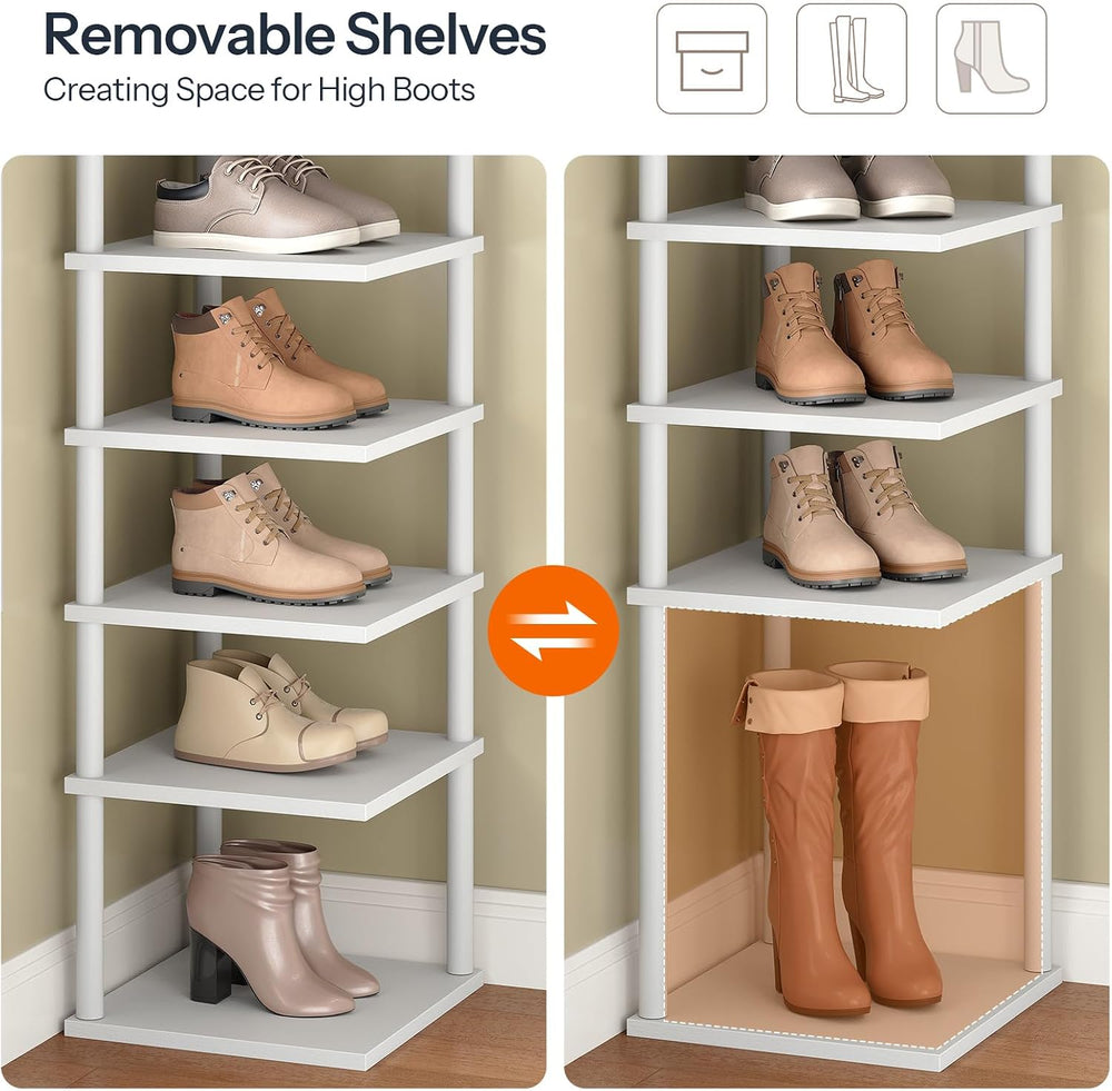 HOOBRO Vertical Shoe Rack, 8-Tier Narrow Shoe Shelf, Shoe Storage Organizer f...
