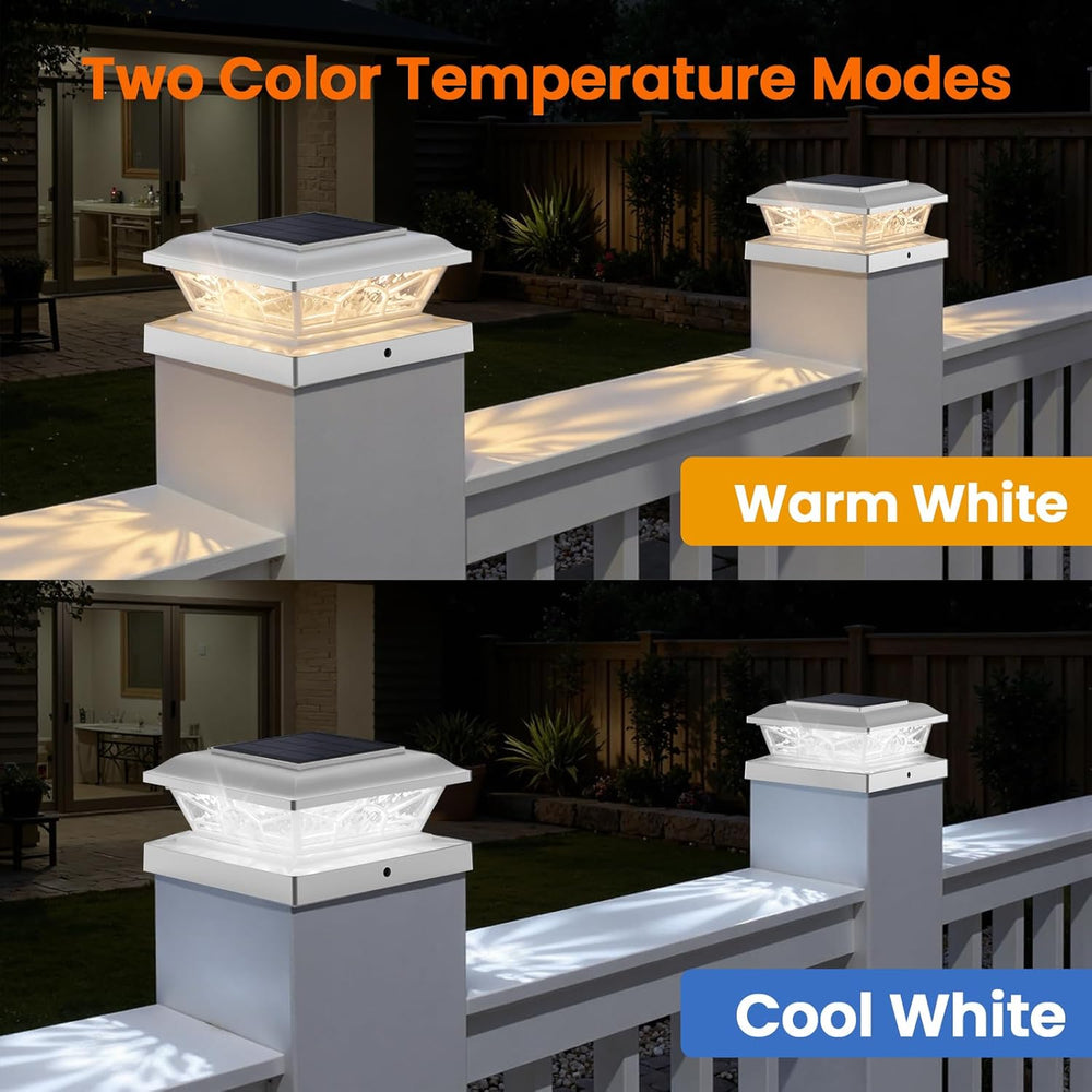 Brightever 4x4 Post Solar Lights, Solar Post Cap Lights White 6-Pack