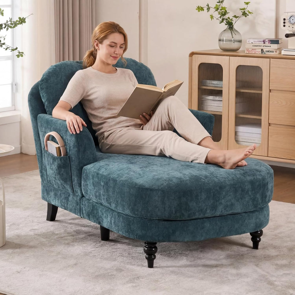 Chaise Lounge Chair Indoor, 59.8" Oversized Couch Reading Chairs, Chenil...