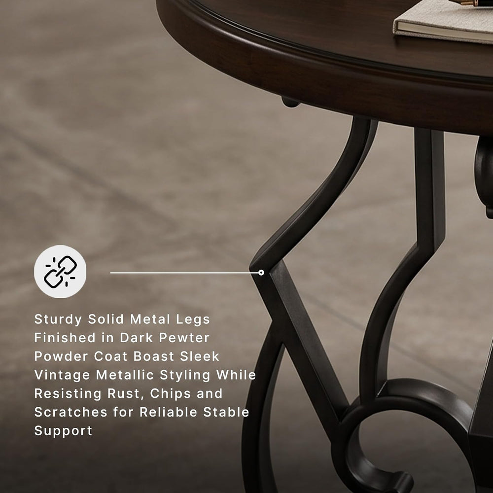 Signature Design by Ashley Frallyn Classic End Table with Curved Metal Suppor...