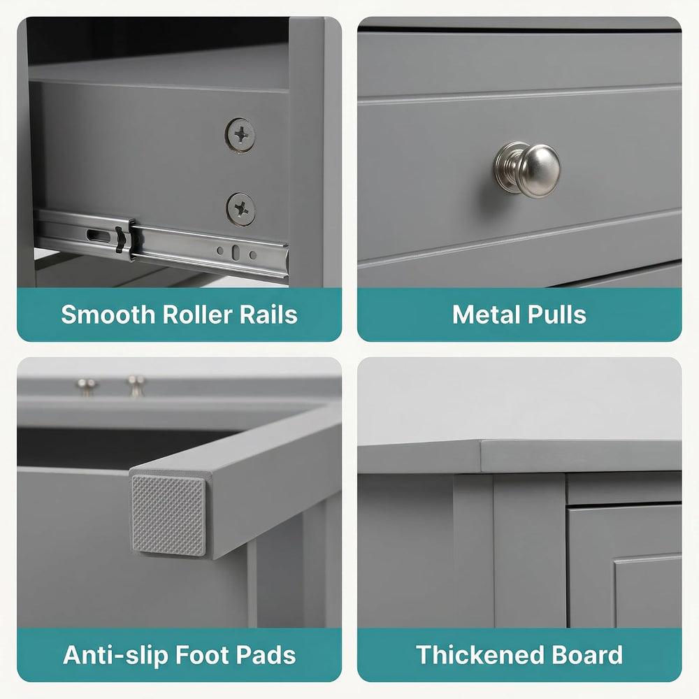 SEJOV EJOV 28" Tall Nightstand Set 2 with 2 Drawers and Open Shelf, Gray...