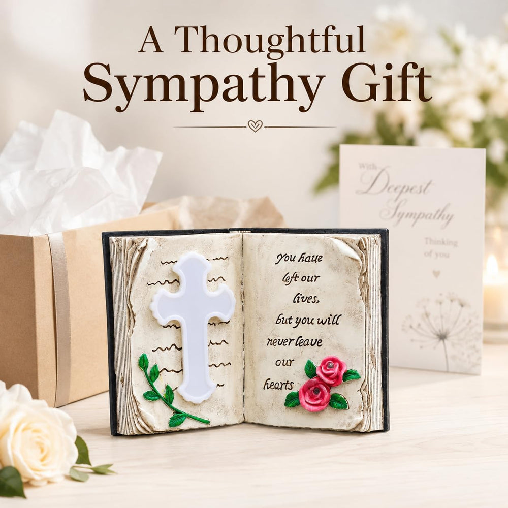 Candieslife Outdoor Solar Memorial Cross Stakes Lights, Waterproof Book Statu...