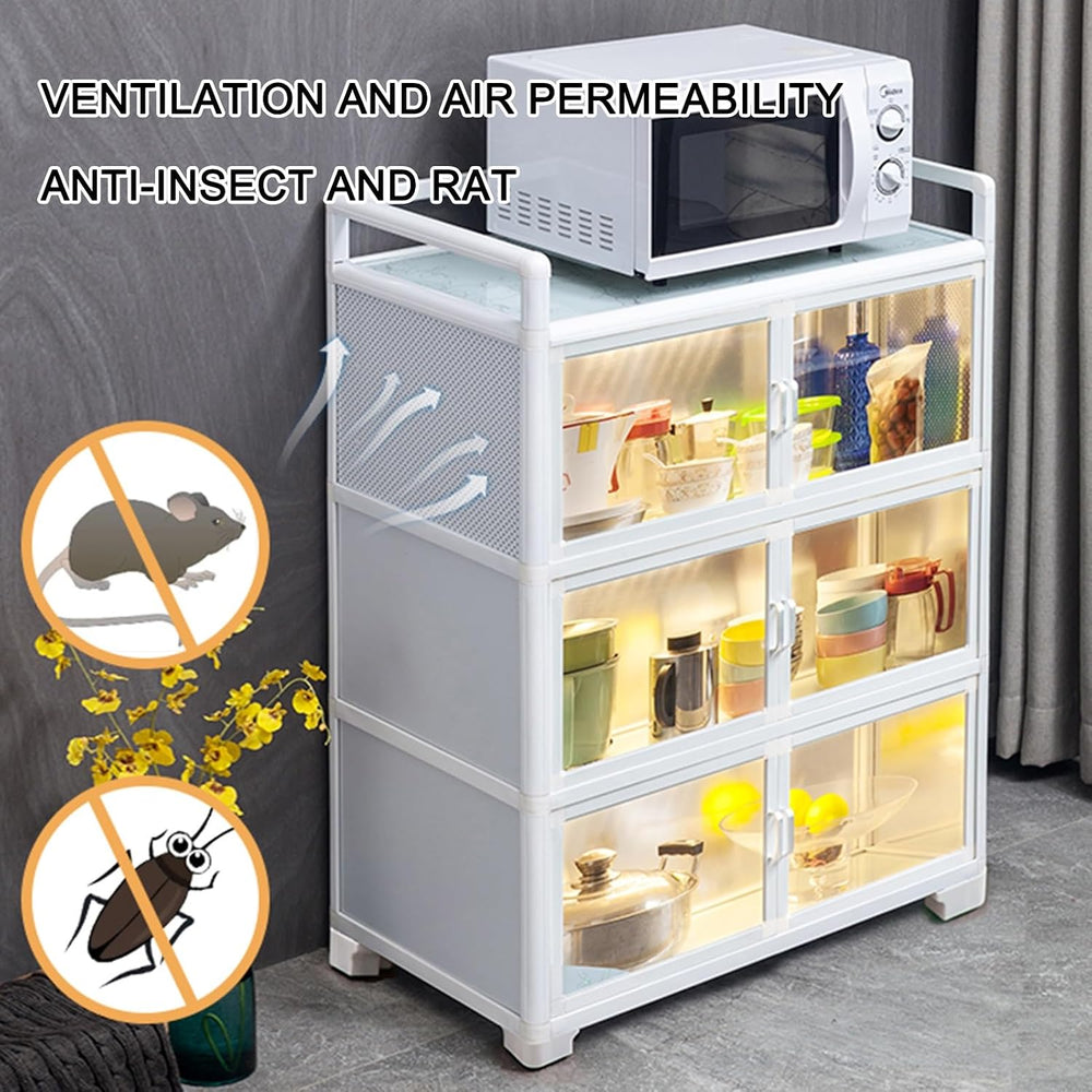 Kitchen Pantry Storage Cabinet, Freestanding Kitchen Storage Cabinet with Acr...
