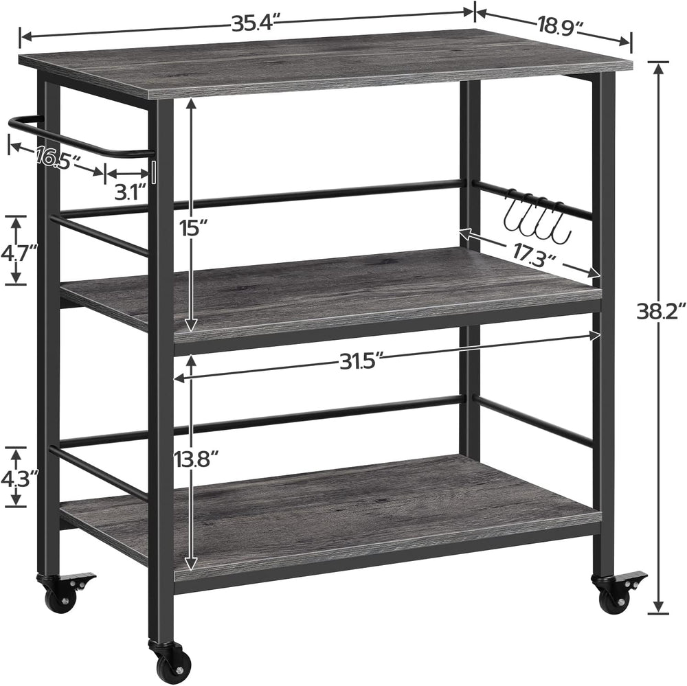 HOOBRO Kitchen Island with Storage,Industrial Kitchen Island on Wheels and Si...