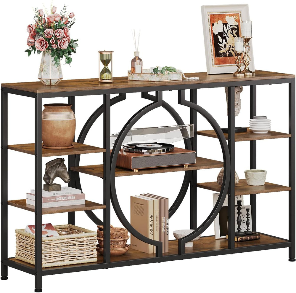 GiftGo 47" Industrial Console Tables for Entryway Rustic Sofa Table Behi...