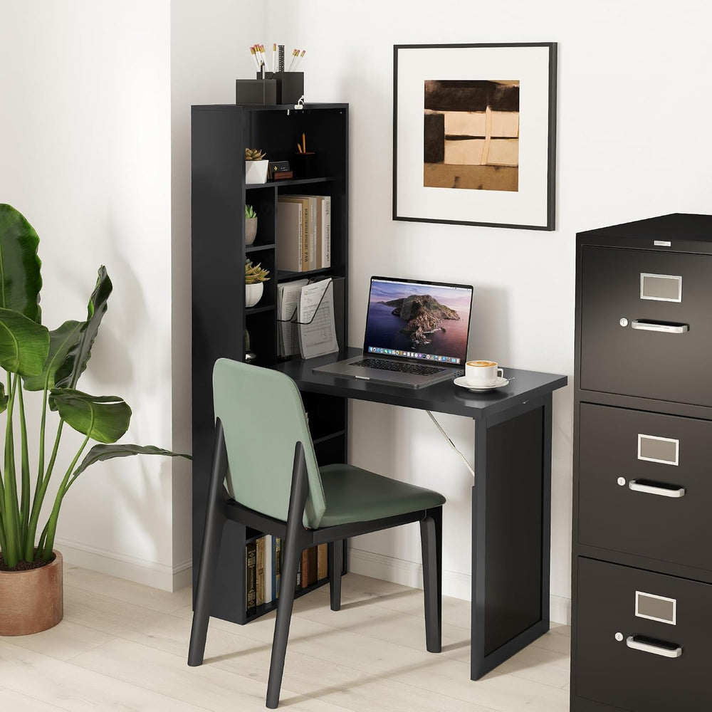 HOMCOM Foldable Convertible Writing Table Computer Desk, Black