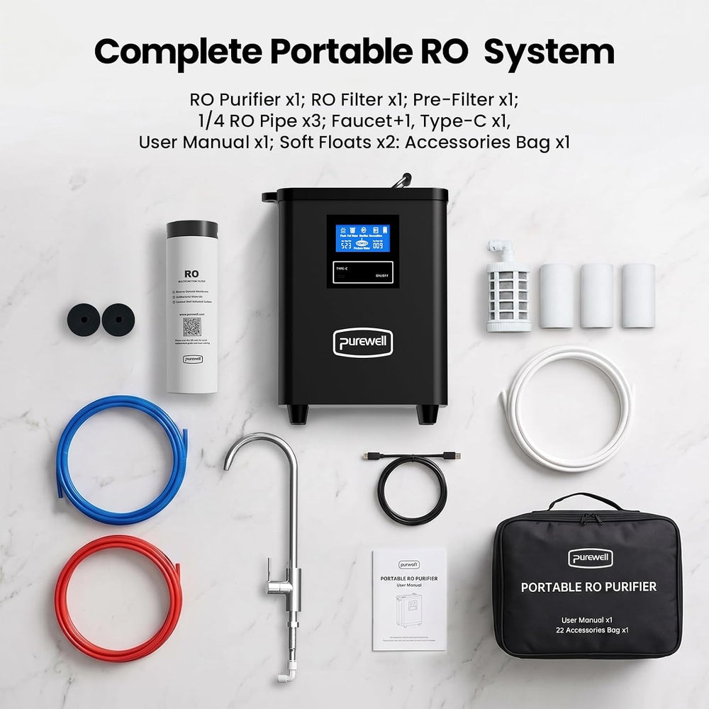 Purewell Portable Electric RO Water Filter System with UV Light,Remove PFAS