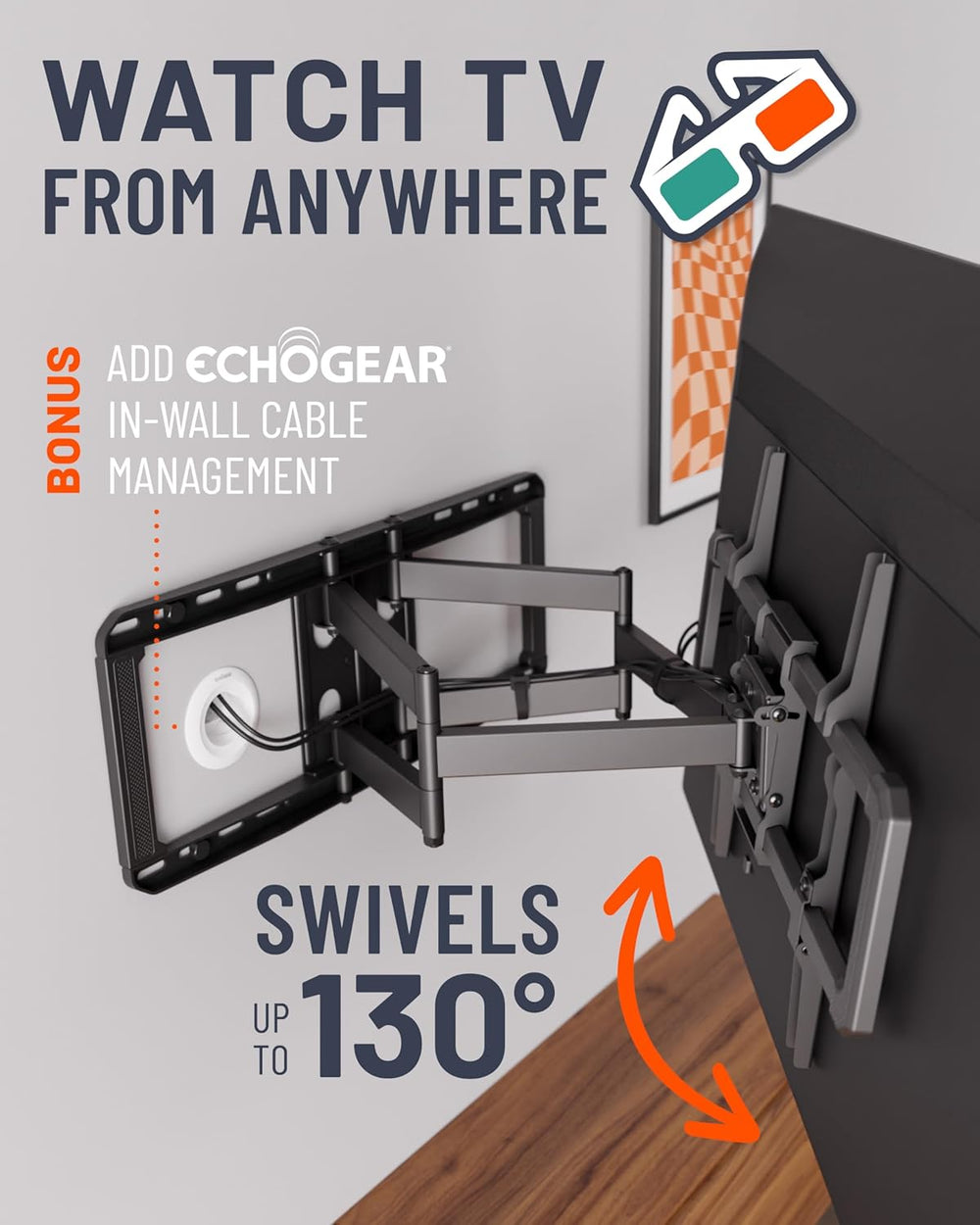 ECHOGEAR MaxMotion TV Wall Mount for Large TVs 42" to 90" - Full Mo...