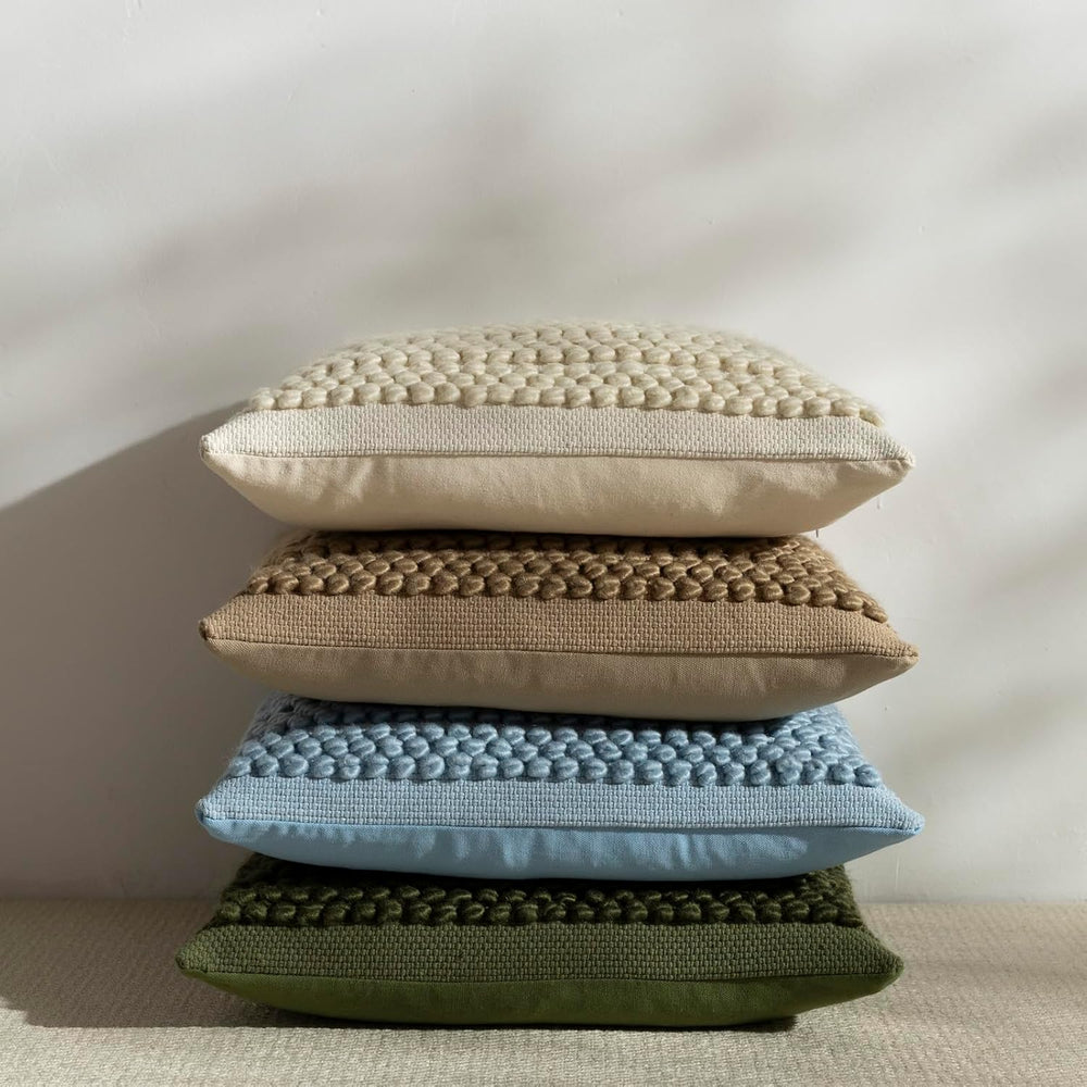 DEZENE Wool Boucle Lumbar Pillow Cover Premium Chic Accents Rectangular Textu...