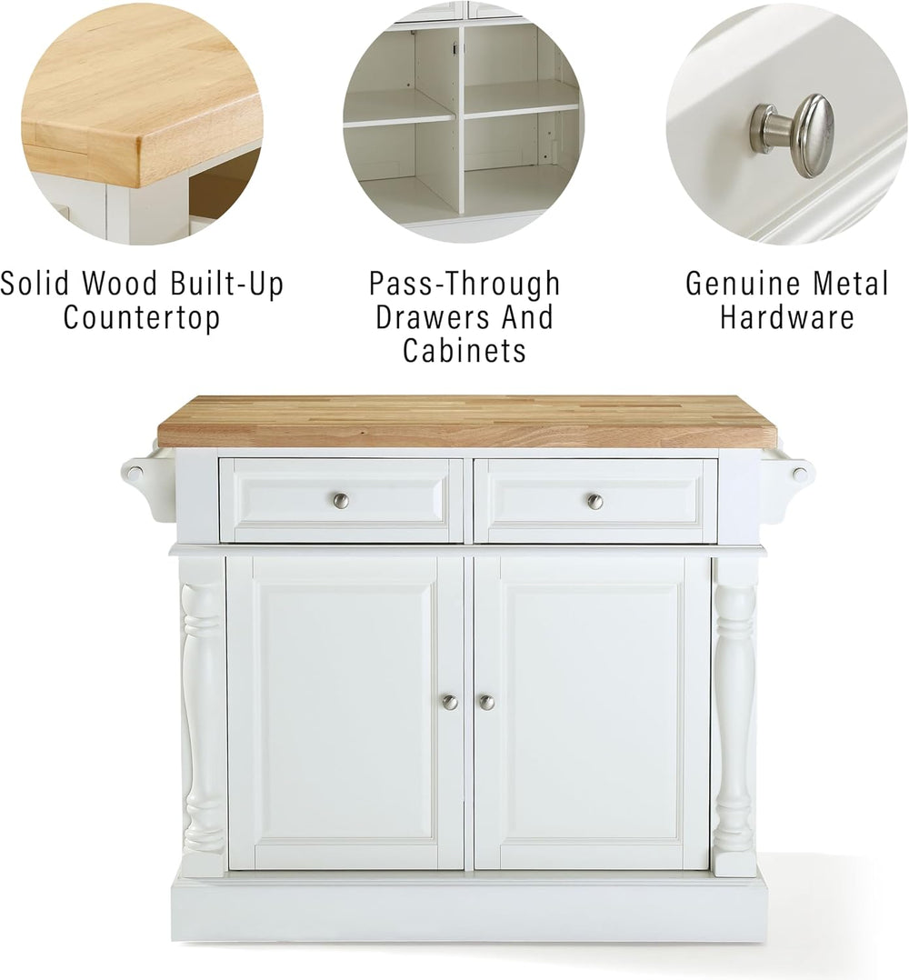 Crosley Furniture Oxford Butcher Block Kitchen Island, Microwave Stand, with ...