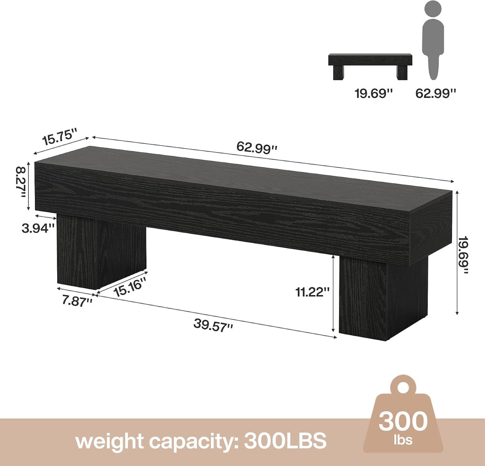 Tribesigns 63" Long Entryway Bench, Rustic Farmhouse End of Bed Bench, W...