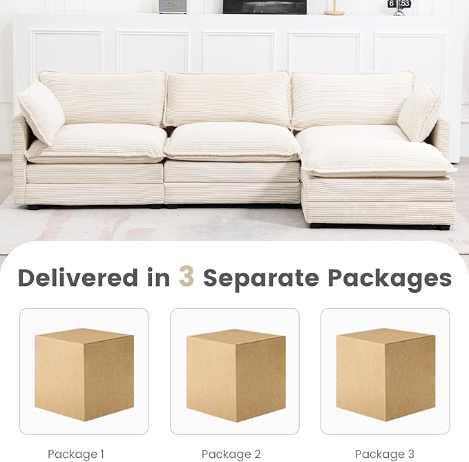 ROWHY Oversized Modular Sectional Sofa with Movable Ottoman, 112 Inch 4 Seat ...