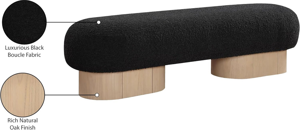 Meridian Furniture 22001Black Robertson Collection Art Deco Bench with Luxuri...