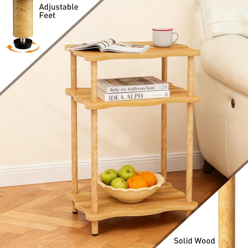 THUMEYE 3-Tier Side Table, 15.7”x11.8”x23” Space-Saving End Table with Solid ...