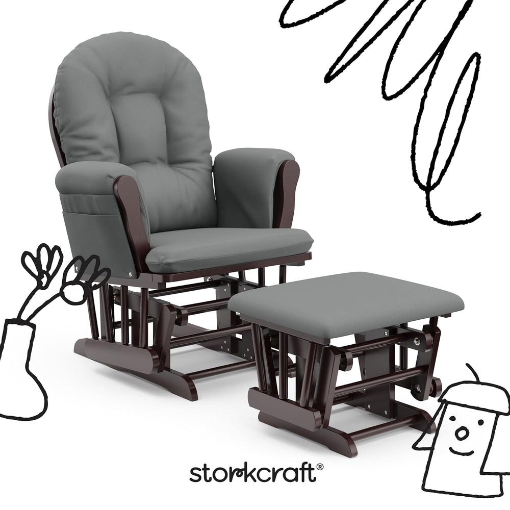 Storkcraft Premium Hoop Glider & Ottoman, Espresso/Gray