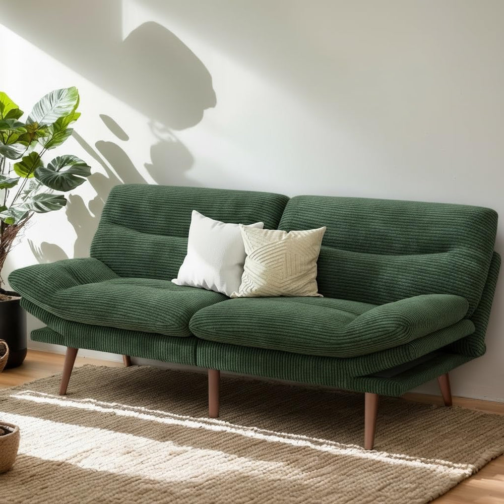 PERLECARE Convertible Futon Sofa Bed, 73" Corduroy Futon Couch with Adju...