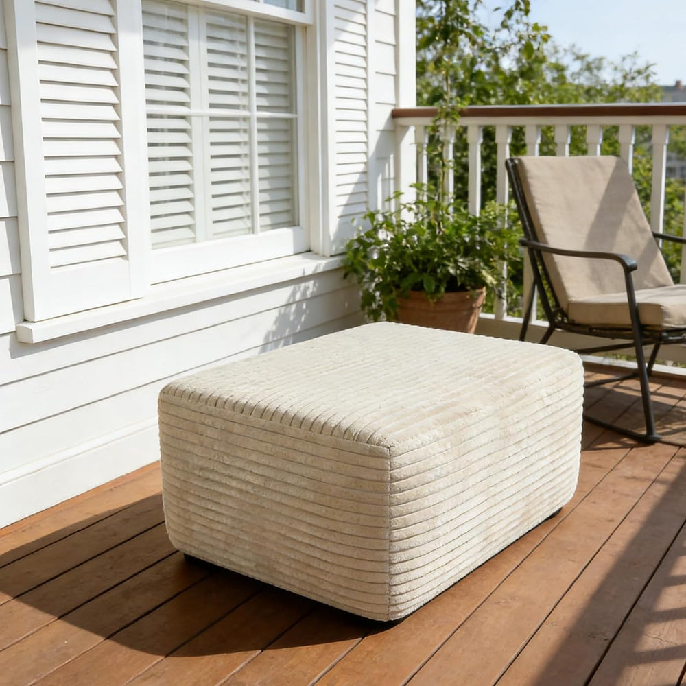 EVLIQUIL Large Ottoman Foot Rest 37" Beige, Sofa Couch Ottomon with Soft...