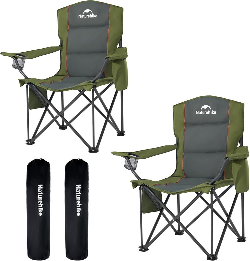 Naturehike Oversized Camping Chair with Cooler Bag, Heavy Duty Lawn Chair Sup...