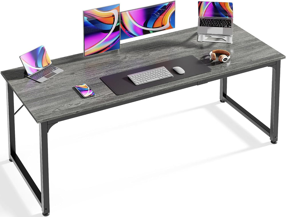 Huuger Computer Gaming Desk, 63 Inch Office Desk with Storage, Writing Work S...