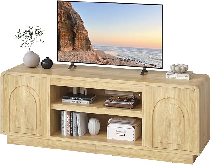Bestier 63" Mid Century Modern TV Stand for Living Room, Wood Media Cons...