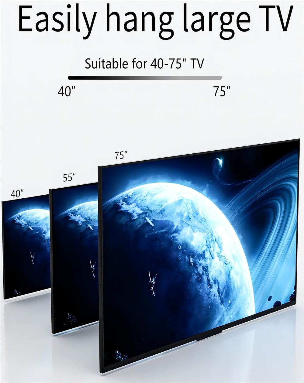 unho White Floor TV Stand with Shelf for 45-75 inch Flat LCD LED Screen TVs |...