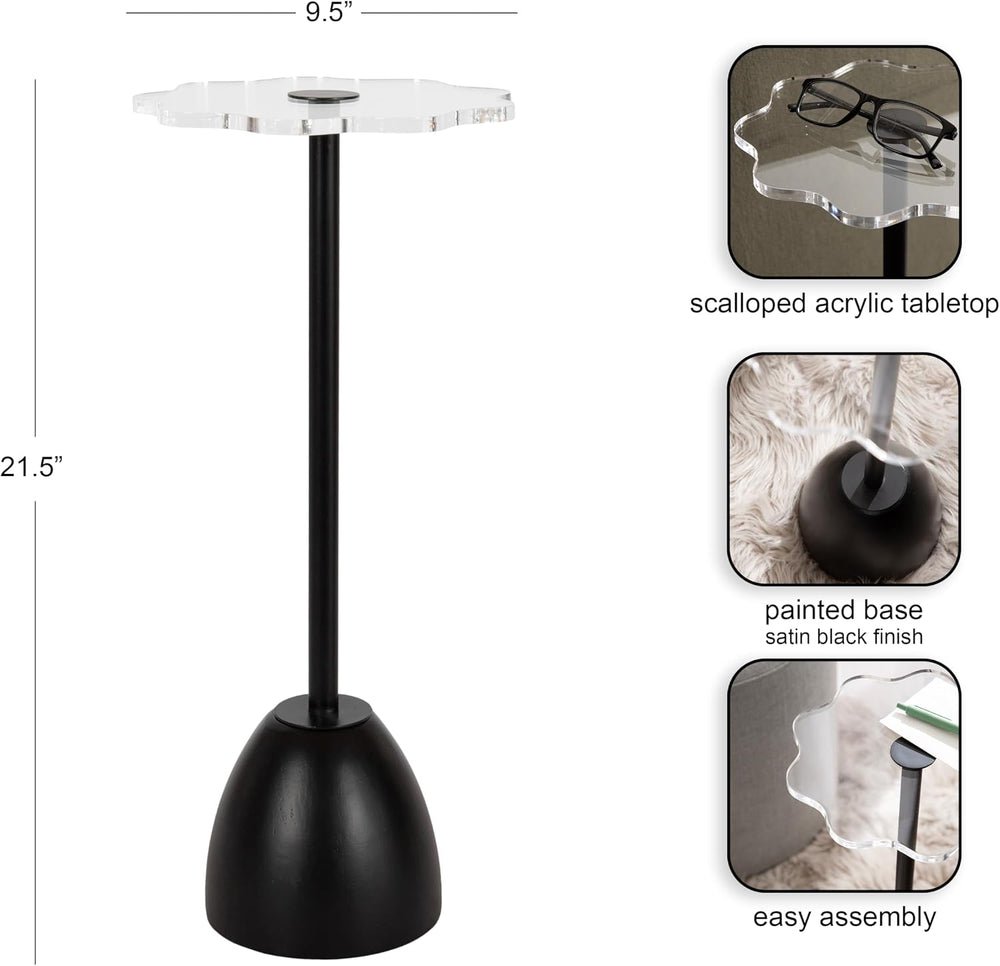 Kate and Laurel Acari Modern Pedestal Drink Table, 10 x 10 x 22, Clear Acryli...