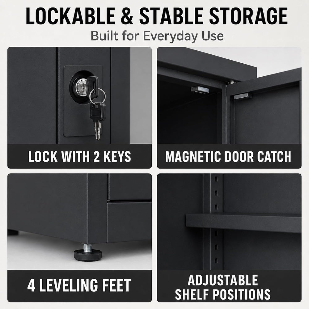 SAWJEC 72 Inch Locking Metal Garage Storage Cabinet, 4 Adjustable Shelves | 3...