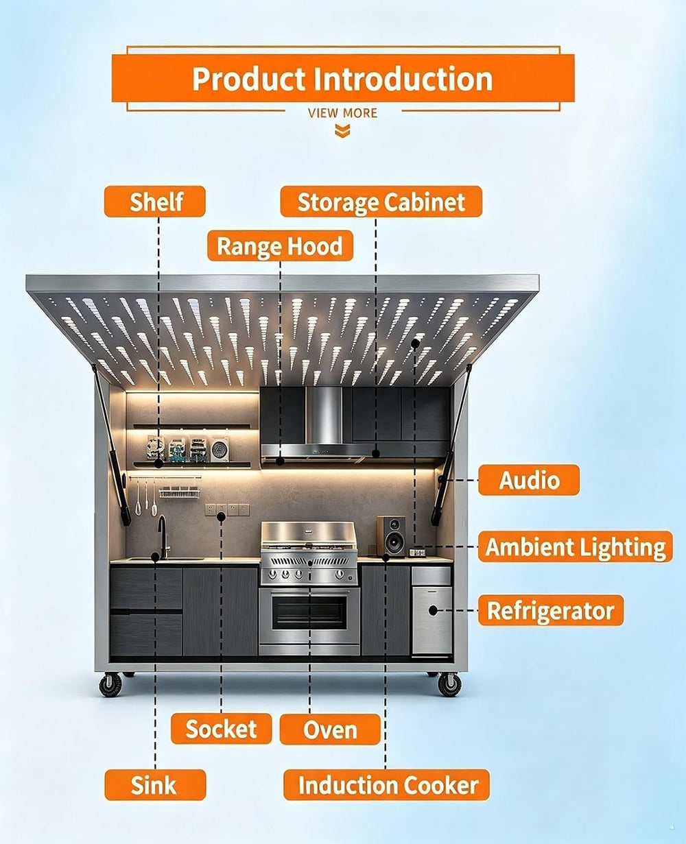Outdoor Kitchen Bar Modular BBQ Kitchen Portable Food Preparation Station | P...