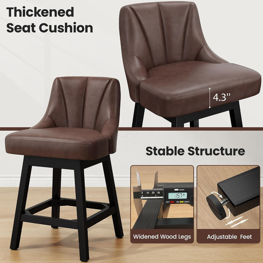 Swivel Bar Stool, 26" Upholstered Counter Height Barstools