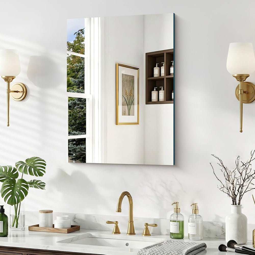 18x24 Inch Frameless Mirror, Frameless Bathroom Mirror for Over Sink