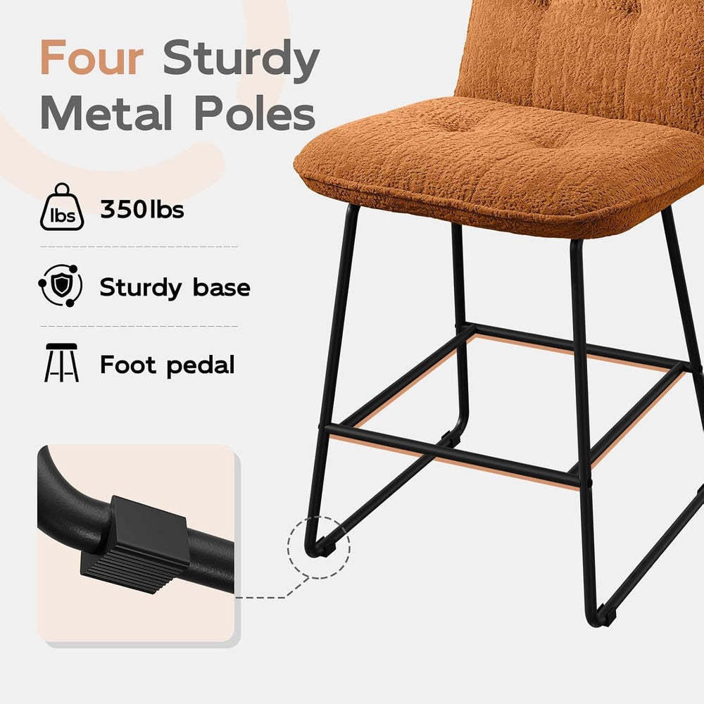 Ollega 26" Counter Height Bar Stools with Back, Set of 6, Brown Velvet