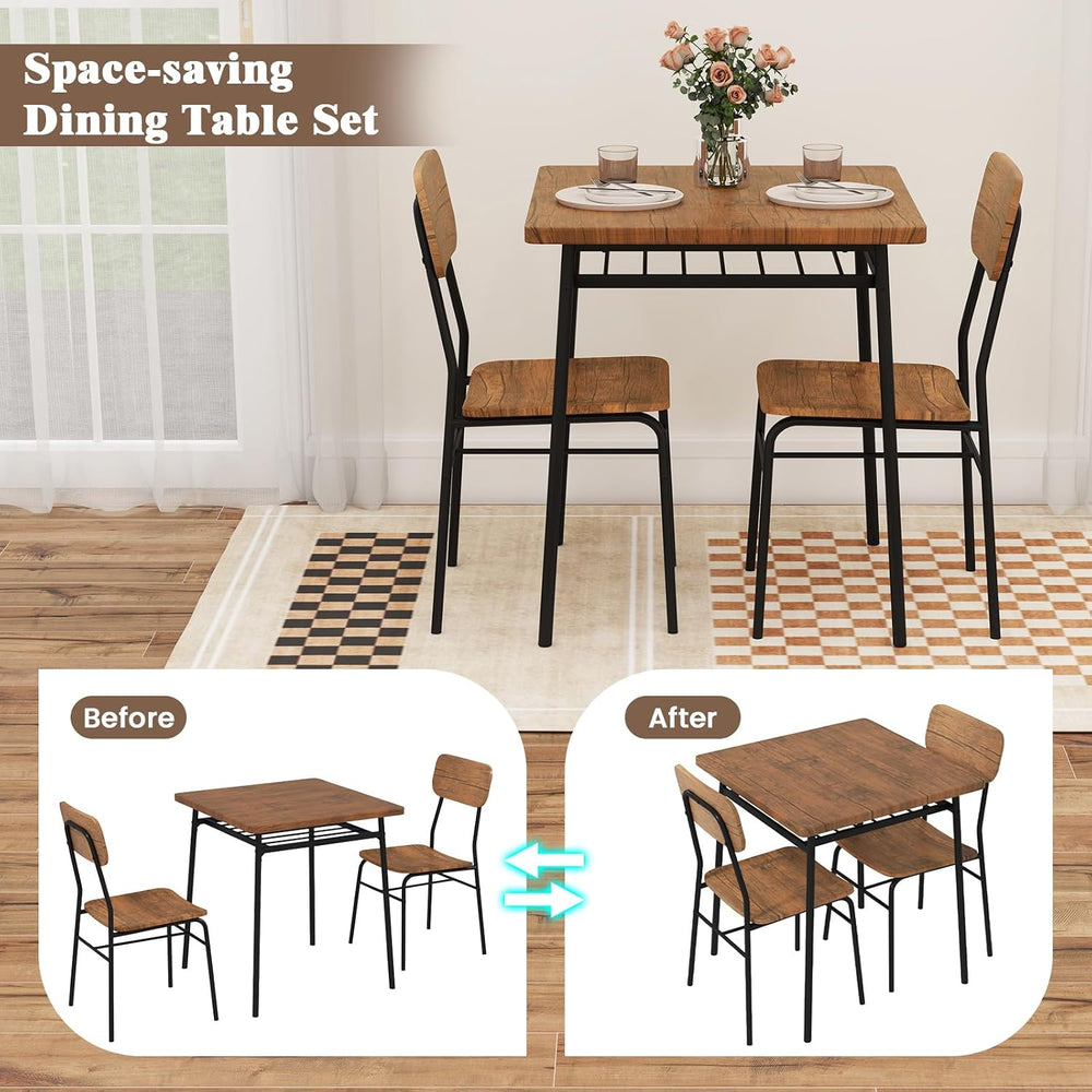 Giantex 3-Piece Dining Table Set, Kitchen Table Chairs Set with Dinner Table,...