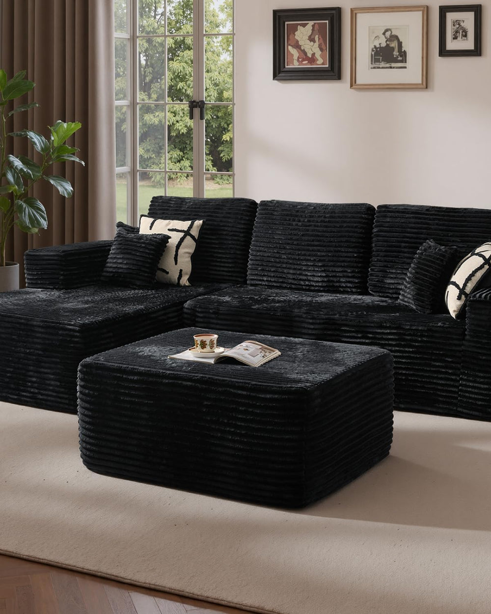 37" Plush Ottoman, Upholstered Cloud Footrest for Couch in a Box,Oversiz...