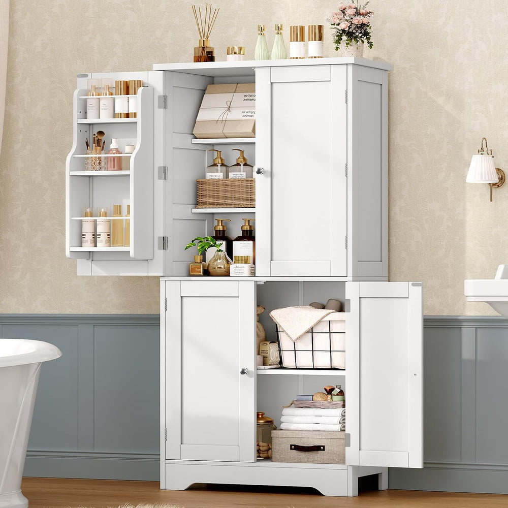 TEENFON 51" H Pantry Cabinet with 4 Doors, Kitchen Cabinet with 6 Door S...