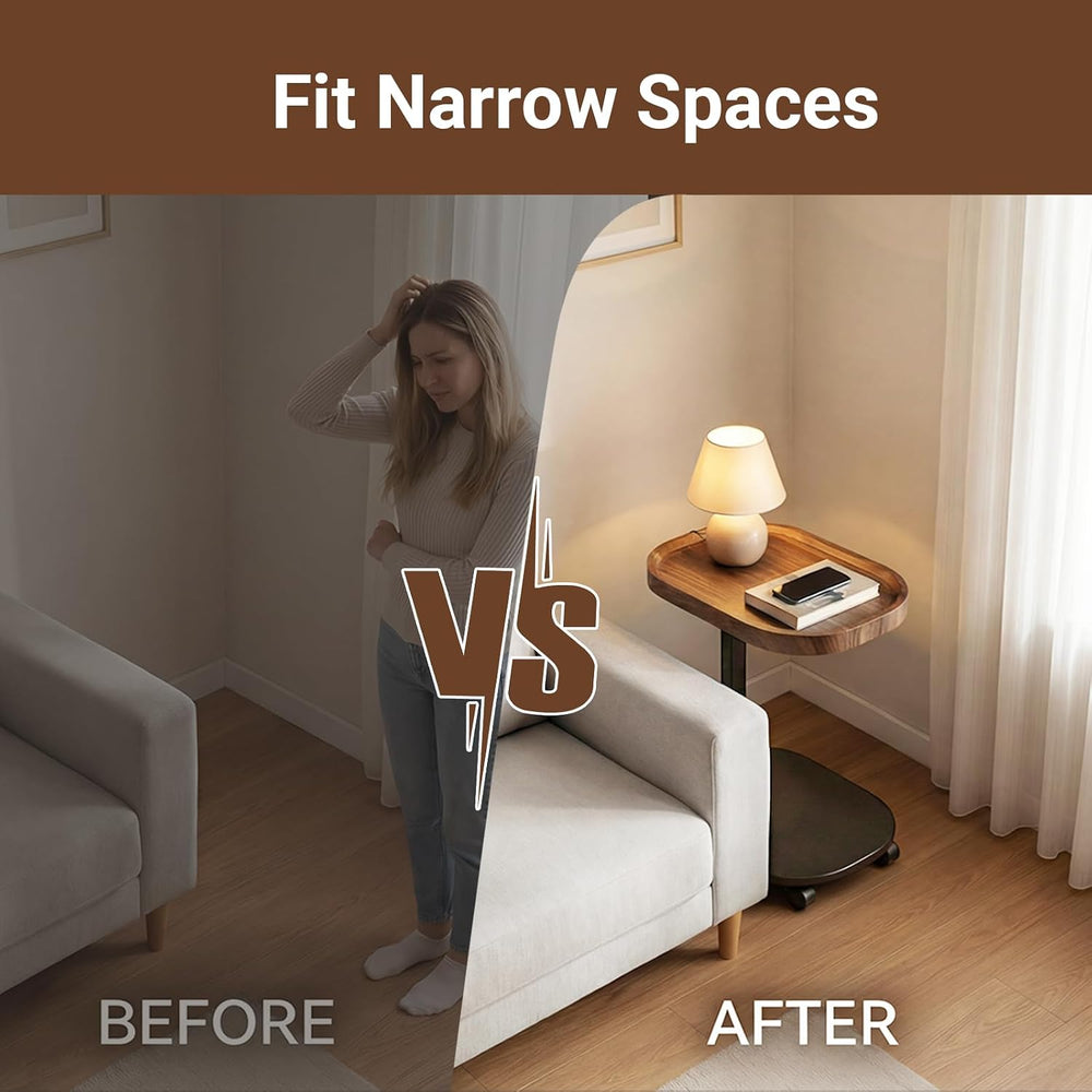 Adjustable Height TV Tray Table for Snack, Eating, Dinner or Laptop, 360°Roll...