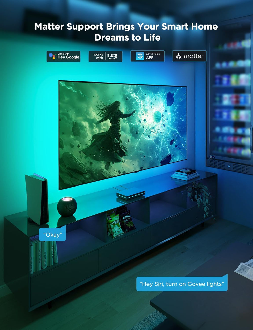 Govee HDMI 2.1 AI Sync Box 2, 8K/4K @144Hz, RGBWIC for 55-65 Inch TVs
