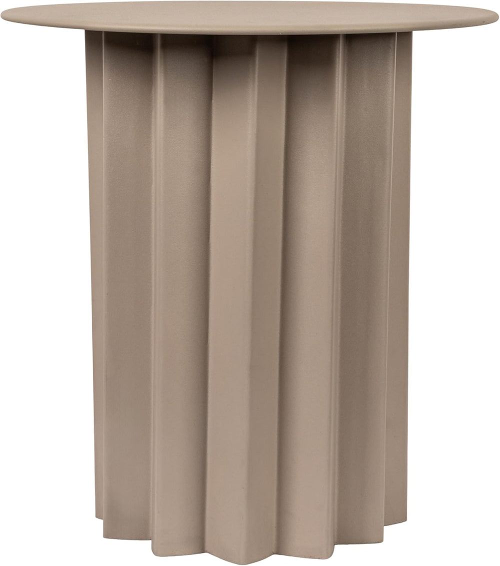 Creative Co-Op Pleated Metal Side Table, Beige
