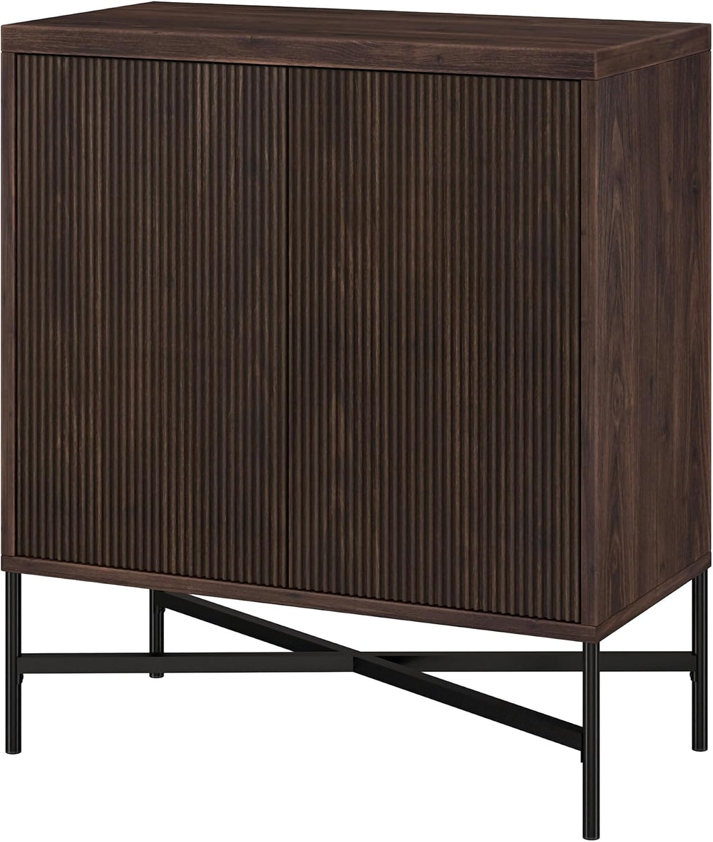 Henn&Hart 28" Fluted Accent Cabinet, Sideboard Buffet, Rich Brown